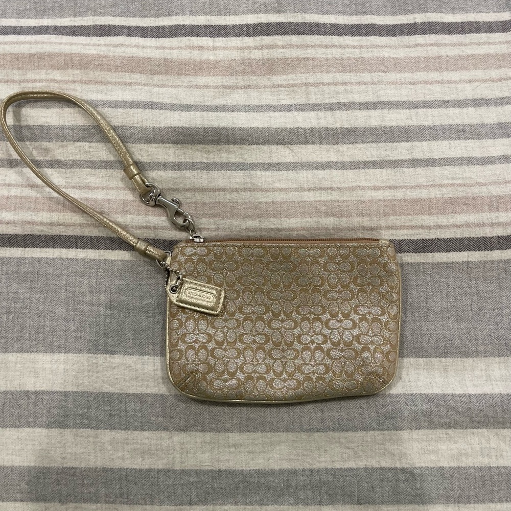 Coach Metallic Gold Wristlet Clutch